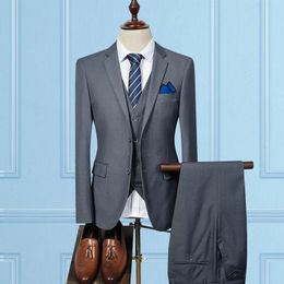 Mens Suits Blazers 3 Pieces Suit Set Dress Male Business Casual Solid Colour Fashion Slim Fit Pants Vest Formal Wedding Clothing 231110