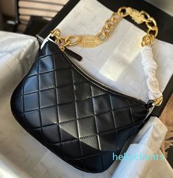 Diamond Lattice Fashion Lady Handbag Quality Famous Double Letter Ladies Luxurious Leather Underarm Bag