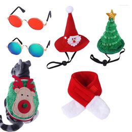 Dog Apparel Christmas Reindeer Outfit For Cats Pet Costume With Sunglasses Scarf Hat Sweater Kitten Small Outfits