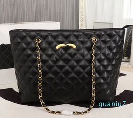 oft cowhide Tote Shoulder bag Chain Shoulders strap Messenger Bag Leather travel wallet Large capacity black handbag