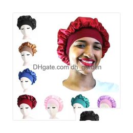 Beanie/Skull Caps Fast 11 Colours New Silk Night Cap Hat Double Side Wear Women Head Er Sleep High Elasticity Satin Bonnet Dr Dhgarden Dh4Sq