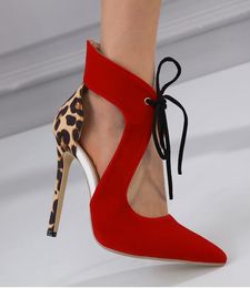 New Design Leopard Print Zipper Women Sandals Summer Lace-up Stiletto High Heels Stripper Party Dress Female Shoes