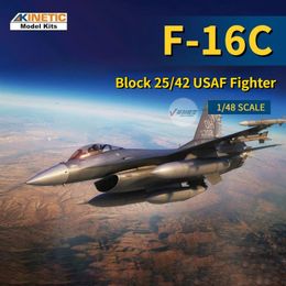 Aircraft Modle KINETIC K48102 Aircraft Model 148 Scale F16C Block 2542 USAF Fighter Model Building Kits Toys for Model Hobby Collection DIY 231110