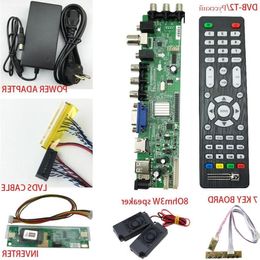 Freeshipping D3663LUA universal TV board support DVB-T2/T/C russian full kit full kit for M185XW01 V2 with spe&cable&inverter&power Kjqrf