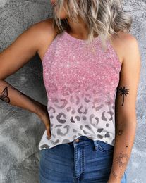 Women's T Shirts Round Neck Cheetah Print Tank Top