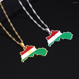 Pendant Necklaces SONYA Enamel Drop Oil Kurdistan Map Flag Necklace For Women Girls Stainless Steel Jewellery Ethnic Birthday Party Gifts