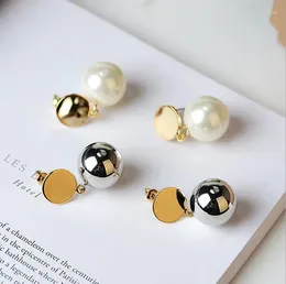Dangle Earrings 2023 Fashion Korea Metal Ball Pearl Western Style Golden Round Wild Temperament Pendientes For Women
