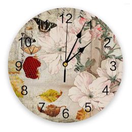 Wall Clocks Cherry Blossom Butterfly Retro Silent Home Cafe Office Decor For Kitchen Art Large 25cm