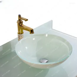 Bathroom Sink Faucets Transparent Table Glass Tempered White Round Basin Wash