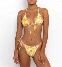 Conjunto de biquínis femininos, roupa de banho triangular, tanga, traje de banho feminino