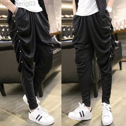 Men's Pants Men spring summer rivet harem pants punk hip hop drop crotch baggy pants nightclub stage joggers come men casual streetwear W0411