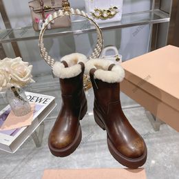 Designer Women Boots Booties Plush Boots Real Cowhide Boots High Quality Ankle Boots Women Boots Autumn and Winter Travel Half Boots