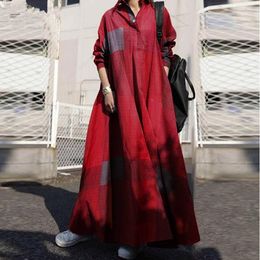 Casual Dresses Cotton Linen D Women's Dress Loose Long Sleeve A-line Female 2023 Autumn Vintage Elegant Clothes Ladies