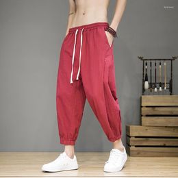 Men's Pants Summer Flax Bloomers For Mens Fashion Trends Simple Streetwear Teenage Solid Harem Joggers Sweatpants Casual Linen Clothes