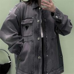 2023 High Edition Luxury Fashion p Home Network Red Same Men's and Women's Casual Versatile Triangle Denim Jacket Coat