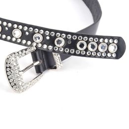 Hot Sale Colorful Pin Buckle Belt Punk Style Rhinestone Bling Crystal Diamond Belt For Women Men