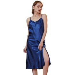 Women's Sleepwear 2022 Summer Ladies Sexy Silk Satin Night Dress Sleeveless Nighties V-neck Nightwear For Women Nightgown Nig203q