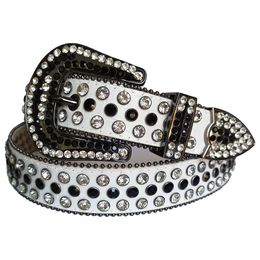 New Arrive Western Leather Belt White Crocodile PU Casual Rhinestone Belts For Men Women Designer Belt bbSimon