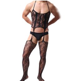 Sexy Costume Men Lingerie Intimates Hot Sexy Costumes Net Stockings Netting Porno Exotic Stocking Bodysuit Sleepwear Underwear Hose