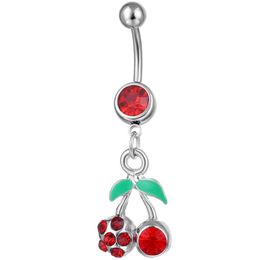 Navel Bell Button Rings D0176 Cherry Body Piercing Jewellery Belly Red Colour Drop Delivery Dhgarden Ot1Kd