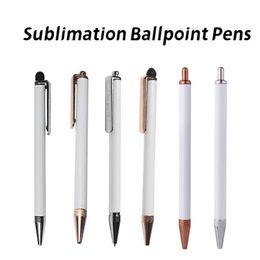 100pcs Sublimation Ballpoint Pens Blank Heat Transfer White Zinc Alloy Material Customised Pen School Office Supplies
