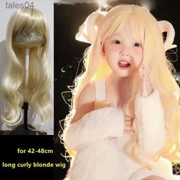 Men's Children's Wigs Children Long Curly Blonde Wigs Kids Wavy Type Headgear Little Girl Hair Accessories Corone Baby Headdress for 3y-4y-5y-6y-7year YQ231111