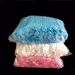 Disposable Shower Caps 100Pcs Double Ribbon Nonwoven Pleated Anti Dust Hat Women Men Bath For Spa Hair Salon Beauty Accessories Drop Dhb7V