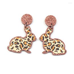 Dangle Earrings Easter Leopard Print Women's Gift Acrylic Brown