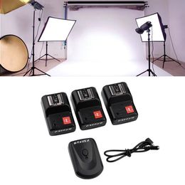 Freeshipping Universal 4 Channels Transmitter Wireless Radio Flash Trigger Set with 3 PT-04GY Receivers Camera PC Sync Cord for Studio Ctux