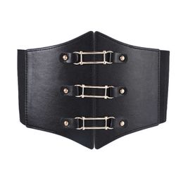 Waist Chain Belts Suspenders Punk alloy pin wide fashion elastic women's waist closure versatile rivet snap buckle belt