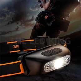 Head lamps Induction Headlamp COB LED Head Lamp with Built-in Battery Headlight Flashlight USB Rechargeable Head Torch P230411