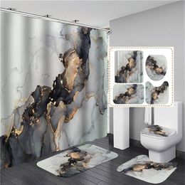 Shower Curtains 3D Print Elegant Oil Painting Curtain Waterproof In The Bathroom With Hook Set Soft Bath Mat Toilet Carpet Rugs313y