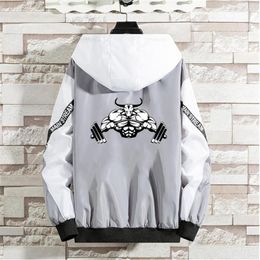 Men's Jackets Autumn 2023 Men Women Hip-hop Sports Gyms Windbreaker Patchwork Hooded Jacket Mens Loose Zipper Harajuku Male Clothing