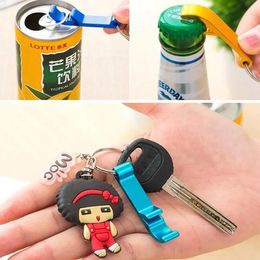 8 Colours beer bottle opener keychains protable key holder ring home kitchen tool DIY custom party gift factory price