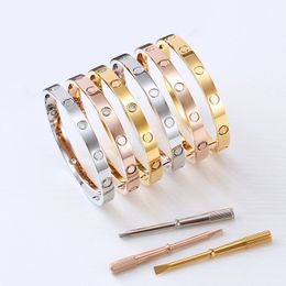 Gold bracelet men bangles bracelets designer for women mens jewelry gold cuff Screw Bracelets Screwdriver bangle Titanium Steel Silver rose Have Logo