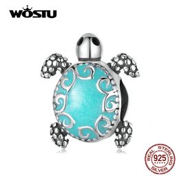 Charms WOSTU 100% 925 Sterling Silver Longevity Sea Turtle Charm Bead Fit Original DIY Bracelets Bangle Fine Birthday Jewellery Present 230411