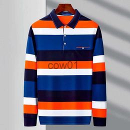 Men's T-Shirts 2023 Spring and Autumn Men's Stripe Contrast Polo Collar Button Pocket Pullover Fashion Casual Long Sleeve Tee T-shirt Tops J231111