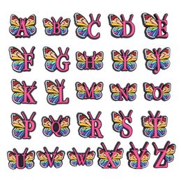 New style Letter charms butterfly alphabet shoe charms for shoe decoration rainbow letters shoecharms