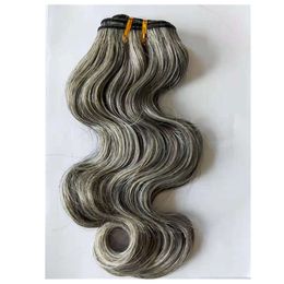 Silver Grey Body Wave Hair Bundles Human Hair Bundles Remy Hair Weave Extension Ombre Black To Grey 10-22 inche