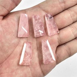 Pendant Necklaces Natural Rose Pink Quartz Stone Transparent Trapezoidal Gem Crystal Pendants Charm For Necklace Accessories Healing