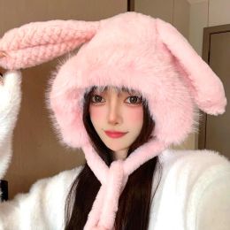 Women Cute Winter Thickening Plush Ear Protection Hats Fashion Solid Color Caps Female Girls Outdoor Windproof Warm Hats