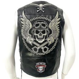 Mens Vests Moto Leather Vest Patch Motorcycle Sleeveless Jacket Biker Casual Streetwear Waistcoat Locomotive Club Punk Veste 231110