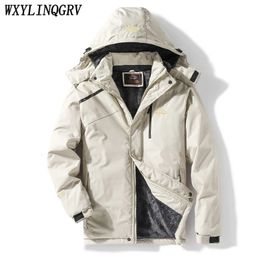 Mens Jackets Autumn Winter Men Fashion Windproof Hooded Warm Waterproof Large Size Detachable Hat 231110