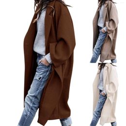 Women's Trench Coats Women Fashion Solid Colour Outwear Winter Long Sleeve Lapel Jacket Rain Jean Woman Stylish Jackets