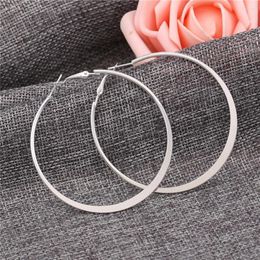 Hoop Earrings 3 Pairs/Set Silver Plated Big Smooth Circle Set Brincos For Women Jewelry #235549