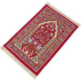 Carpet Rectangle Prayer Rug Portable Lightweight Thickened Muslim Mat With Tassel For Eid Travel Ramadan Z0411