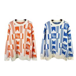 sweater designer women knit sweater mens jumpers Crew Neck orange blue Graphic Computer Knitted sweaters for men oversized pullover long sleeve shirt knit sweater