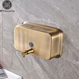 el Showering Shampoo Cream Holder Bottle Bathroom Wall Mounted Soap Dispenser Antique Brass Colour Y200407314h