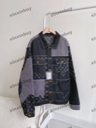 xinxinbuy Men designer Coat Jacket tie dye Letter Jacquard Panelled pockets Denim 1854 long sleeve women blue black khaki red gray M-2XL