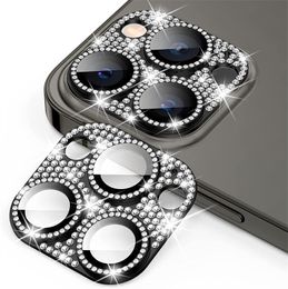 Glitter Rhinestone Camera Lens Screen Protector Cover For iPhone 14 13 12 11 Pro Max Metal Ring Protector Film For Apple 13 12 11pro 14